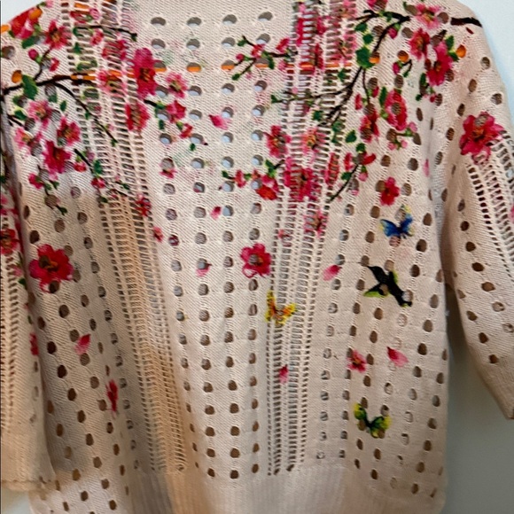 Floral Embroidered Women's Cardigan - Cream - Picture 6 of 7